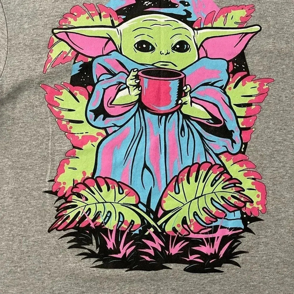 NEFF Star Wars Yoda The Mandalorian Gray T-Shirt Size M/M - Picture 3 of 7